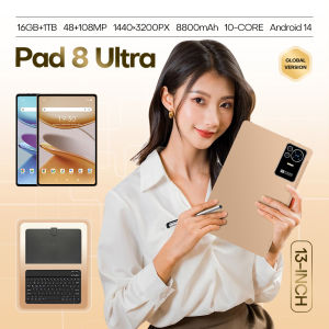 【CAN COD+READY】Android Tablet Pad 8 Ultra 13Inch 4G 5G WiFi Network 10core Snapdragon 8 gen3 Dual SIM SD Card Suitable For Android 14 Computer System Smart Tablets 16GB RAM + 1TB ROM Memory Dual 48MP 108MP Camera 1440*3200 Game Board 8800mah battery