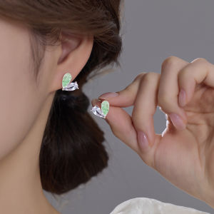 YICAN | S925 Sterling Silver Green Heart Zircon Earrings for Women