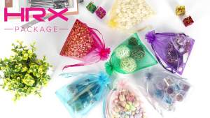 HRX Package 100pcs Snowflake Organza Bags Christmas 5x7 inch White Drawstring Mesh Gift Pouches for Jewelry Candy Party Favor