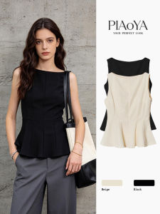 PIAOYA | Off-shoulder Waist-hugging Ruffled Blouse