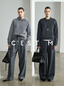 Luxurious SportyChic Fleece Lined Thickened Wool Cashmere Hoodie Banana Pants Set Comfortable Loose Fit Long Sleeve Winter Outfit