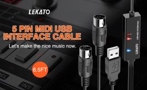 LEKATO MIDI Cable MIDI to Type-C with Input & Output Connecting For Keyboard/Synthesizer MIDI Cable