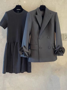 Elegant Luxury French Style 3D Floral Womens Suit Jacket
