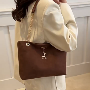 EchoBliss กระเป๋าสะพายสายโซ่วินเทจผู้หญิงจี้กวางออกแบบฤดูหนาวใหม่พร็อพกระเป๋าโท้ทใต้วงแขน