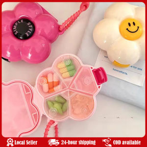 Flower Storage Box Pendant Portable And Compact Medicine Box Multifunctional Packaging Box Cute Flowers Storage Box Pendant Dopamine with Dividers Organizer Box Multi-function Waterproof Medicine Box Pills