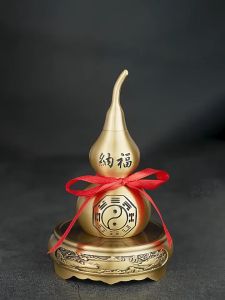 葫芦 Large Copper Gourd 风水摆件 八卦 朱砂 福禄 八卦葫芦 风水 已开光 空心葫芦 Hulu Fengshui Items 聚宝盆 元宝 百福铜缸 招财 辟邪 Wind Chimes Decorative