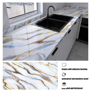 Kitchen marble wall stickers waterproof and oil-proof thick stickers stove countertop protective film self-adhesive wallpaper