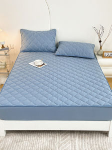 ผ้าคลุมเตียงแบบป้องกันแบคทีเรีย Pure Cotton ด้านล่างป้องกันการลื่น คลุมเตียงแบบเต็มตัว สำหรับฤดูหนาว ผ้าคลุมหมอนรองพื้น ผ้าฝ้ายแท้ระบายอากาศได้ดี