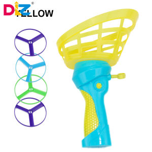 Flying Saucer Disc Launcher Kids Flying Toys Pull String UFO Throw Catch Outdoor Sport Propeller Children Toys Gift For Boy Girl