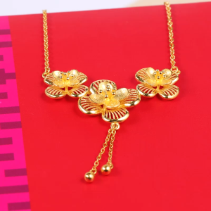 Chow Sang Sang 周生生 Chinese Wedding Collection 999.9 24K Pure Gold Bridal Blossoms Lilac Necklace for Women 47cm 94445N Price-by-Weight Approx. 12.7g Gold