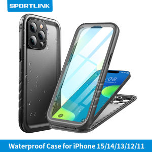 SPORTLINK Waterproof Case For iPhone 14 11 12 13 15 Pro Max Swimming Diving Case With Strap Full-Body Screen Camera Protector