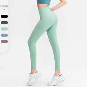 High-Waist Double-Sided Yoga Pants Womens Fitness Sporty Tight Elastic Long Trousers No Embarrassing Lines Sensation 02335