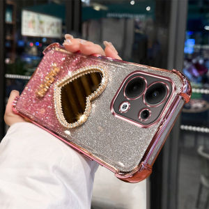 Ultra-Thin Silicone Phone Case with Lens Film for OPPO Reno13 Diamond-Encrusted Flash Powder 12Pro with Makeup Mirror 11Famous Female Model 10/9 Airbag Anti-Fall 8Pro+/7 Silicone Ultra-Thin 6 Lanyard 5