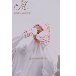 MALIKA - Mukena Dewasa Potongan (Umroh dan Haji) Berlengan Katun Premium Full Bordir mewah