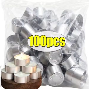 100Pcs Aluminum Tealight Cups Wax Tealight Candle Holders Empty Candle Tins DIY Tea Light Candles Cup Making Projects Home Party Decor