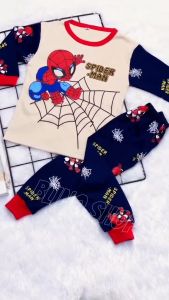 Blinqshop Baju Tidur Anak Untuk 1-10Tahun Bahan Kaos /Piyama Anak Perempuan/Piyama Anak Laki Laki/Set Anak Perempuan/Setelan Anak Laki Laki / Stelan Anak Perempuan/Baju Tidur Anak Perempuan Motif 310 spiderman