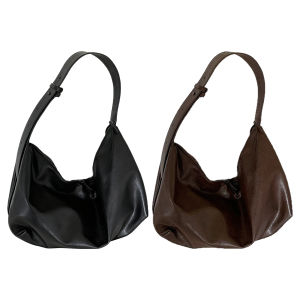 [Ueb Flagship Mall] Women PU Leather Tote Bags Retro Shoulder Bag Solid Color Underarm Bag for Work Shopping Travel Daily