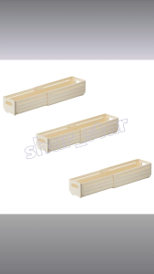 Daons Expandable Storage Box Adjustable Pantry Organizer Kitchen Gap Drawer Trolley 3pc Beige Small