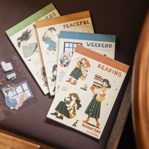 24sheets Holiday Time Series Dual Material Cartoon Character Sticker Book for Scrapbooking Journaling DIY Photo Frame Collage