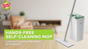 3M™ Scotch-Brite™ Hands-Free Mop with Compact Bucket Self-Cleaning Mop For cleaning floors tiles laminates Scotch Brite Hands Free Mop Mop Bucket On Wheel - Lazada