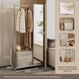 YANGYING | Adjustable Full-Length Mirror Closet Rack with Bedside and Mobile Function