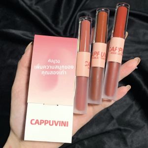 Double headed Lip Glaze ลิปสติกเนื้อแมทกันน้ําและกันเหงื่อติดทนนานแต่งหน้าริมฝีปากเซ็กซี่สําหรับใช้ประจําวัน