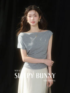 Slim Fit Summer T-shirt French Design Cross-Shoulder