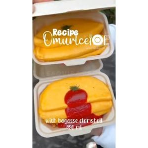 Clamshell Bagasse / Mini Lunch Box / Packing makanan Serat Tebu 450 ml / 10 Pcs / B004
