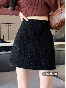 Váy Ngắn Chữ a Màu Đen Cạp Cao Dày Dặn Cho Nữ Mùa Thu 2025 Váy Ngắn Bó Sát Cỡ Nhỏ Phong Cách Mới Của Hàn Quốc