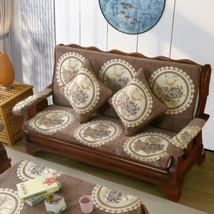 เบาะรองนั่งโซฟาไม้แท้พร้อมพนักพิงเบาะเก้าอี้ไม้แดงทันสมัยเรียบง่ายฟองน้ำหนาพิเศษกันลื่นใช้ได้ทั้งสี่ฤดูสดใสน่ารัก