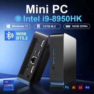 Mini PC Computer Windows 11 Intel Core i9 8950HK DDR4 16GB 512GB 1TB SSD Gaming Computer Type-C 4K 60Hz Mini Desktop PC Portable