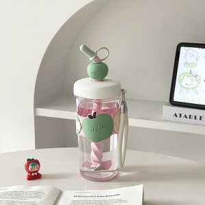 Heat-Resistant Plastic Straw Cup with Cover Insulated Portable High Aesthetics Large Capacity