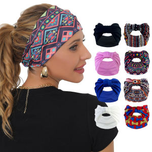 Bohemian Elastic Sweat Absorbent Yoga Headband Ultra Wide Sports Hair Tie Waist Wrap Print Yoga Headband Fashionable Hair Accessories