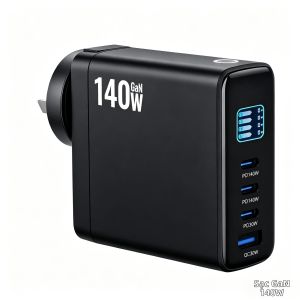 Ilepo | Sạc Nhanh GaN 4 Cổng 140W Với Màn Hình Thông Minh USB C PD3.1 Dành Cho iPhone 17/16/15 Xiaomi Samsung S26 Laptop - Sạc Tốc Độ Cao