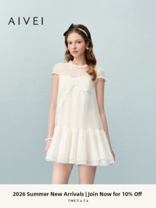AIVEI | Bow Youthful Doll Style Chiffon Dress