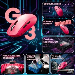 ATTACK SHARK | ATTACK SHARK G3 Tri-mode Wireless Bluetooth Gaming Mouse 2.4G Wireless/Wired，25000 DPI Ultra Lightweight，PAW3311for PC/MAC/Wins