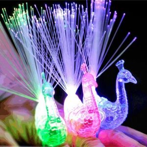 Glowing Peacock Finger Lamp Night Market Glowing Toys LED Lights Stars Shine In The Dark Kids Toys Luminous Peacock Decoration
