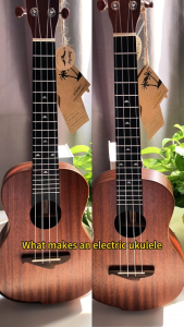 Acouway Electric 24 inch Ukulele concert ukelele Sapele wood Equiped 3 Bands EQ with Tuner function