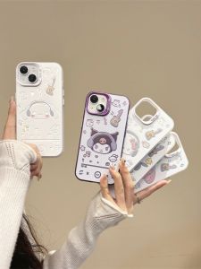 เคสโทรศัพท์มือถือลายการ์ตูนสีเงินสร้างสรรค์ ลายแมวคิตตี้ ลายสุนัขปั๊ปปี้ สำหรับ iPhone 15 pro Max Apple 14 รุ่นใหม่ 13 รุ่นใหม่ 12/11/16 รูใหญ่ 7 รูปตัวหนา 8 plus