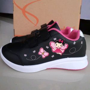 Sepatu Ando Lily Fly Velcro Perekat Hitam Merah Jambu Black Fuchsia