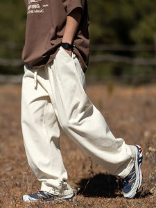 กางเกงขายาวทรงหลวมสไตล์คลาสสิกสำหรับผู้ชาย สีพื้น กางเกงขายาวทรงตรง ทรงหลวม ทรงลำลอง ฤดูใบไม้ผลิและฤดูร้อน กางเกงขายาวทรงทำงาน