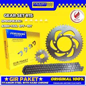 GEAR PAKET GIR SET R15 LAMA V1 V2 428H-132L 47T-15T ORIGINAL ORI ASLI FUKUKAWA