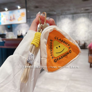 Mini Triangular Smiley Face Velvet Bag with Chain Zipper Pocket Portable Mobile Phone Case Accessory for Men And Women Student Style