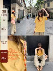 Hello Canon American Retro Cartoon Letter Print Loose Short Sleeve T-Shirt Women Summer New Style Slimming Top Cotton Pure