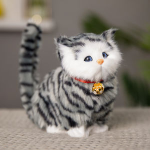 Cute Cat Doll Plush Toy Realistic Kittens Cushion Children Girls Soothing Gift Static Animal Model Toy for Ages 18 Months And up