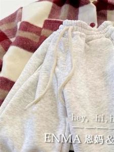 South Korea Childrens Clothing 2023 Spring & Fall Children Pure Color Fleece-Lined Track Pants Fashion Boys and Girls Western Style All-Matching Casual Jogger Pants Children