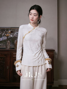 JK&JS | Áo Blouse Nữ Thêu Hoa Lông Chồn Kén Tơ Tằm