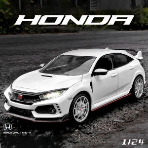 [Không có hộp] Đồ chơi mô hình bánh xe nóng bỏng cho bé trai Hợp kim kẽm Xe mô hình đúc Honda Civic Type-R 1/24 màu trắng cho đồ chơi kéo lùi Bộ sưu tập trẻ em và quà tặng sinh nhật âm thanh