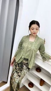 Setelan Kebaya Kutubaru Pendek Mix Rok Lilit / Kebaya Modern / Kebaya Kondangan / Kebaya Pesta