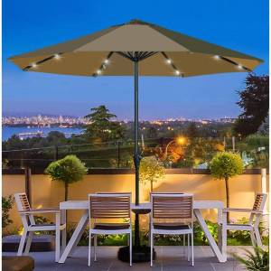 Solar Powered Waterproof Manual Beach Umbrella